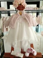 Abito Fiocco di Latte Abito cerimonia neonata in tulle ricamato e velluto - Eleganza Made in Italy Made in Italy Nascita Lei Abito da Cerimonia Neonata