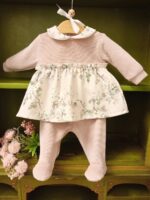Completo due pezzi neonata Fiori di Rugiada Completo neonata in ciniglia e felpa floreale - Raffinatezza e comfort Teto&Tatta Made in Italy Nascita Lei Nursery Lista Nascita Idea Regalo Corredino