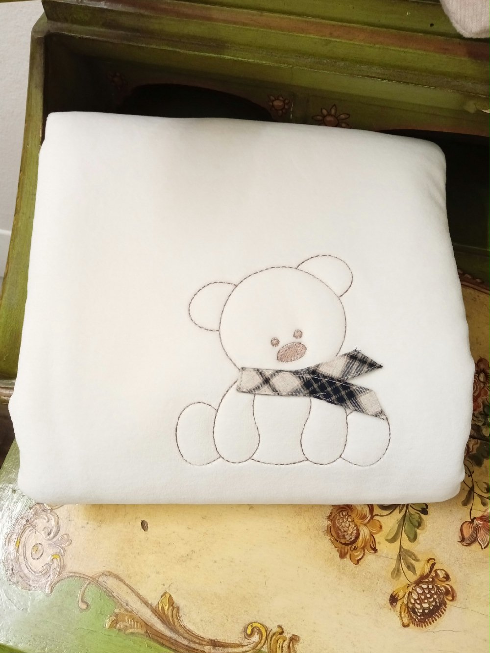 Copertina culla Soffice Orsetto Morbida copertina neonato in ciniglia con decoro Soffice Orsetto - Fodera bouclé Made in Italy Nursery Lista Nascita Nascita Lui Idea Regalo Corredino