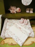 Lenzuolino culla Fiori di Seta Set lenzuolino culla/carrozzina in popeline di cotone con bordo floreale - Eleganza per sonni sereni Made in Italy Nascita Lei Nursery Lista Nascita Idea Regalo Corredino