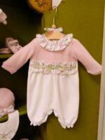 Tutina neonata Fiori di Seta Tutina neonata in maglia e ciniglia con cinturina floreale - Raffinatezza Teto&Tatta Made in Italy Nascita Lei Nursery Lista Nascita Idea Regalo Corredino