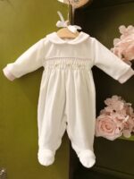 Tutina neonata Ricami da Sogno Tutina neonata in ciniglia con ricamo punto smock e roselline - Teto&Tatta Made in Italy Made in Italy Nascita Lei Nursery Lista Nascita Idea Regalo Corredino