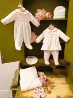 Tutina neonata Ricami da Sogno Tutina neonata in ciniglia con ricamo punto smock e roselline - Teto&Tatta Made in Italy Made in Italy Nascita Lei Nursery Lista Nascita Idea Regalo Corredino