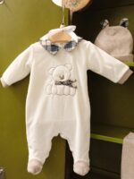 Tutina neonato Soffice Orsetto Tutina neonato in ciniglia con colletto a quadri e decoro orsetto - Teto&Tatta Made in Italy Nursery Lista Nascita Nascita Lui Idea Regalo Corredino