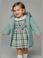 Abito manica lunga bimba Abitino a Manica Lunga in Fantasia Quadri per Bimba 6-36 Mesi | Stile Romantico