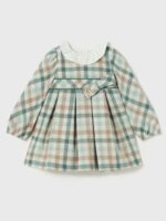 Abito manica lunga bimba Abitino a Manica Lunga in Fantasia Quadri per Bimba 6-36 Mesi | Stile Romantico