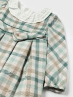 Abito manica lunga bimba Abitino a Manica Lunga in Fantasia Quadri per Bimba 6-36 Mesi | Stile Romantico