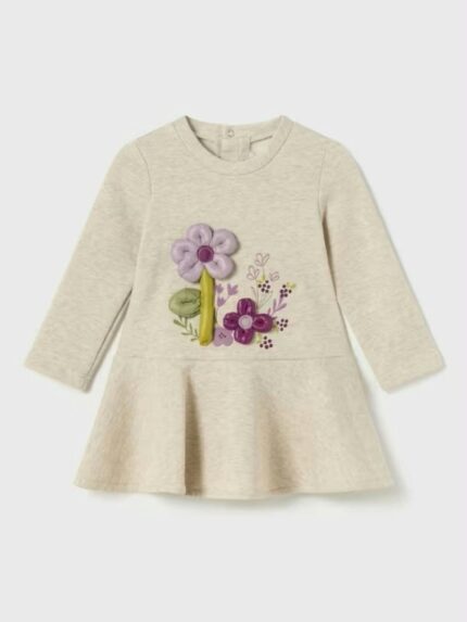 Abito manica lunga bimba Abito Bimba in Felpa Pesante con Decorazioni Floreali | Caldo e Grazioso - Mayoral
