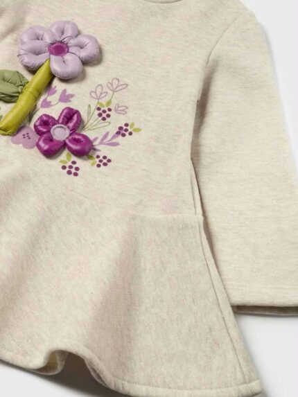 Abito manica lunga bimba Abito Bimba in Felpa Pesante con Decorazioni Floreali | Caldo e Grazioso - Mayoral