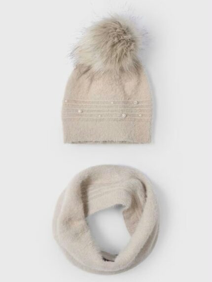 Completo cappello e sciarpa bambina Completo Invernale per Bambina - Cappello con Pompon e Scaldacollo in Maglia - Mayoral