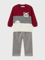 Completo due pezzi bimbo Completo Bimbo con Maglioncino Color-Block e Pantaloni in Panno | Stile e Comfort