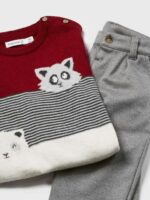 Completo due pezzi bimbo Completo Bimbo con Maglioncino Color-Block e Pantaloni in Panno | Stile e Comfort