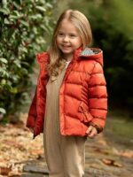 Giubbotto lungo bimba Giubbotto lungo bambina con cappuccio staccabile e fiocchi | Ativo