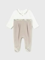 Tutina velour neonato Tutina Manica Lunga Neonato in Velour con Colletto Camicia - Eleganza e Comfort