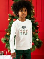 T.shirt manica lunga bambino T.shirt Natalizia Bambino a Manica Lunga in Cotone Stretch