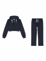 Tuta felpa bambina. Tuta Sportiva Bambina in Cotone Invernale: Felpa Zippata e Pantaloni Con Coulisse