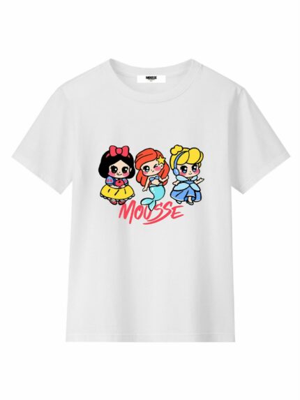 T.shirt manica corta bimba Love Princess T-shirt Bambina 100% Cotone con Stampa Principesse - Look Casual e Divertente Love Princess Mousse Bambina Primavera/Estate