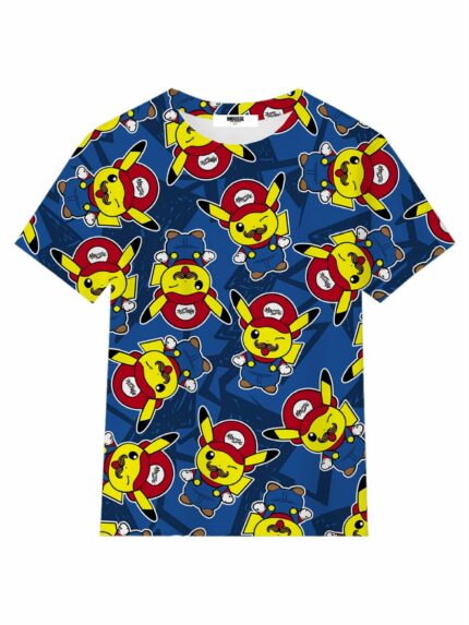 T.shirt manica corta bimbo Pikamario T-shirt Bambino in Cotone - Stampa Pikamario - Look Sportivo e Divertente!
