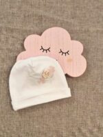 Cappellino neonata Petali di Seta Cappellino Neonata in Jersey con Decoro Tricot - Made in Italy | Teto&Tatta Lista Nascita Idea Regalo Corredino