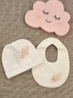 Cappellino neonata Petali di Seta Cappellino Neonata in Jersey con Decoro Tricot - Made in Italy | Teto&Tatta Lista Nascita Idea Regalo Corredino