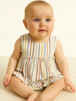 Abito con culotte neonata Completo Neonata Mayoral New Born: Abito a Righe e Copri Pannolino Coordinato