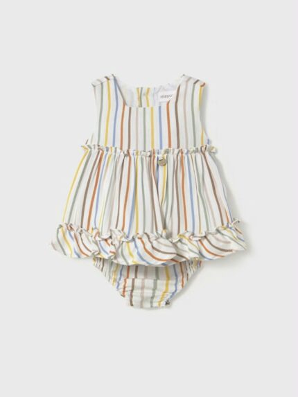 Abito con culotte neonata Completo Neonata Mayoral New Born: Abito a Righe e Copri Pannolino Coordinato
