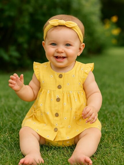 Abito con culotte neonata Completo Neonata Mayoral Newborn: Vestito con Ricami Floreali e Culotte