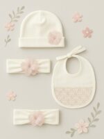 Cappellino neonata Fiaba Rosa Cappellino Neonata in Jersey con Decoro Floreale - Made in Italy | Teto&Tatta Nursery Lista Nascita Idea Regalo Corredino