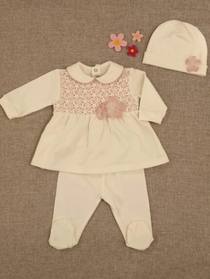 Completo due pezzi neonata Fiaba Rosa Completo neonata in jersey di cotone con dettagli eleganti - Teto&Tatta Made in Italy Nursery Lista Nascita Idea Regalo Corredino