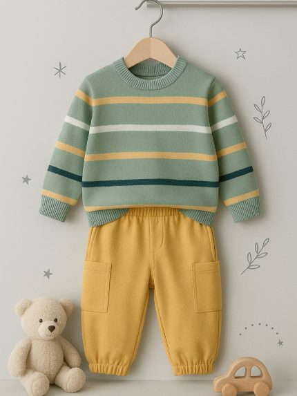 Pantaloni cargo in felpa bimbo Ativo Kids - Pantaloni cargo in felpa di cotone stretch per bimbo 6-36 mesi Back to School