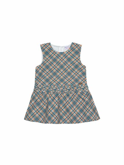 Abito smanicato bimba Ativo Kids - abito smanicato bimba, fantasia quadri, allacciatura posteriore con zip