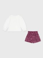 Completo due pezzi bimba Ativo Kids 6/36 mesi - completo due pezzi bimba con t-shirt stampata in cotone invernale stretch e pantaloncini fantasia