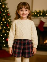 Shorts tartan ragazza Ativo Kids Junior - shorts fantasia tartan con cintura elastica, bambina/ragazza 4-12 anni Natale