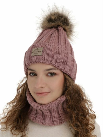 Completo berretto e scaldacollo bambina Kaliope Set invernale bambina - berretto con pompon e scaldacollo Kaliope