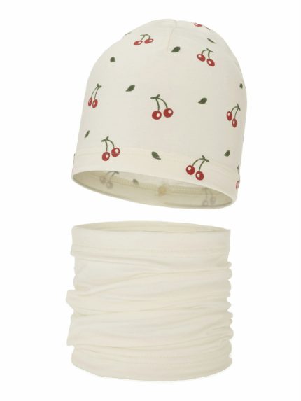 Completo berretto e scaldacollo bambina Cerise Set primavera bambina berretto e scaldacollo Cerise