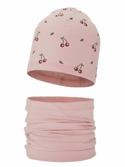 Completo berretto e scaldacollo bambina Cerise Set primavera bambina berretto e scaldacollo Cerise