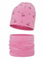 Completo berretto e scaldacollo bambina Cerise Set primavera bambina berretto e scaldacollo Cerise