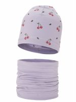 Completo berretto e scaldacollo bambina Cerise Set primavera bambina berretto e scaldacollo Cerise