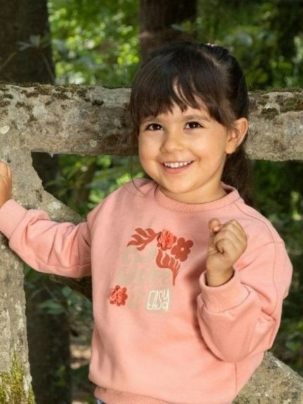 Felpa girocollo bimba Ativo Kids 6/36 mesi - Felpa bimba in cotone con stampa e decoro in voile