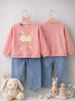 Felpa girocollo stampata bimba Minoti 3 mesi/3 anni - Felpa girocollo stampata in cotone stretch