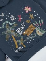 Felpa oversize bambina Tropicalia Felpa bambina oversize con cappuccio e ricamo Summer Days - Bennie Kids