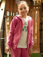 Felpa zip con cappuccio bambina Bennie Kids 4/14 anni - Felpa zip 100% cotone con cappuccio e volant sulle maniche