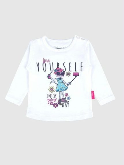 T-Shirt m/lunga bimba Love Yourself T-shirt a manica lunga bimba in jersey con stampa gattina - Bennie Kids