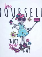T-Shirt m/lunga bimba Love Yourself T-shirt a manica lunga bimba in jersey con stampa gattina - Bennie Kids