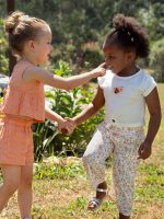 T-shirt manica corta bimba Ativo Kids 6/36 mesi - T-shirt bimba in cotone stretch con applicazioni tricot