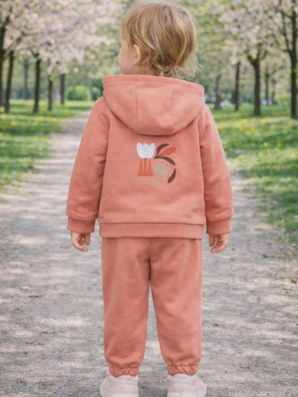 Tuta felpa bimba Ativo Kids 6/36 mesi - completo tuta in cotone stretch con felpa zip e cappuccio + jog pants