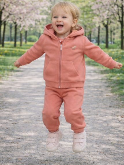 Tuta felpa bimba Ativo Kids 6/36 mesi - completo tuta in cotone stretch con felpa zip e cappuccio + jog pants