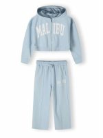 Tuta felpa cotone bambina Tuta in cotone leggero con felpa crop e joggers wide leg, bambina 3-10 anni