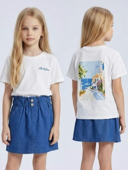 T-shirt manica corta bambina Mini Mignon Paris - t-shirt in jersey stretch a manica corta, bambina/ragazza 4-14 anni