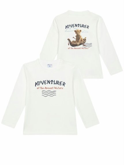 T-shirt manica lunga bimbo Ativo Kids 6/36 mesi - T-shirt a manica lunga, stampa fronte e retro, cotone stretch